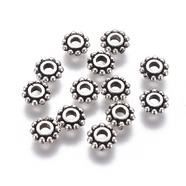 

PandaHall Thailand Sterling Silver Bead Spacers, Flower, Antique Silver, 5x1.5mm, Hole: 1.6mm Sterling Silver Flower