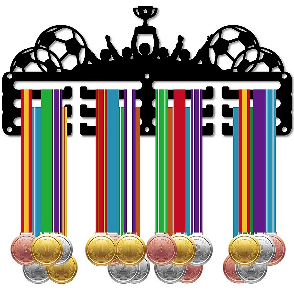 

PandaHall CREATCABIN Soccer Medal Holder Display Football Medal Hangers Rack Sports Metal Hanging Awards Iron Small Mount Decor Awards for..., Black