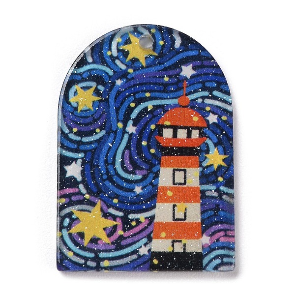 

PandaHall Acrylic Pendants, Arch with Tower Pattern, Orange, 39.5x27.5x2mm, Hole: 2mm Acrylic Arch Orange