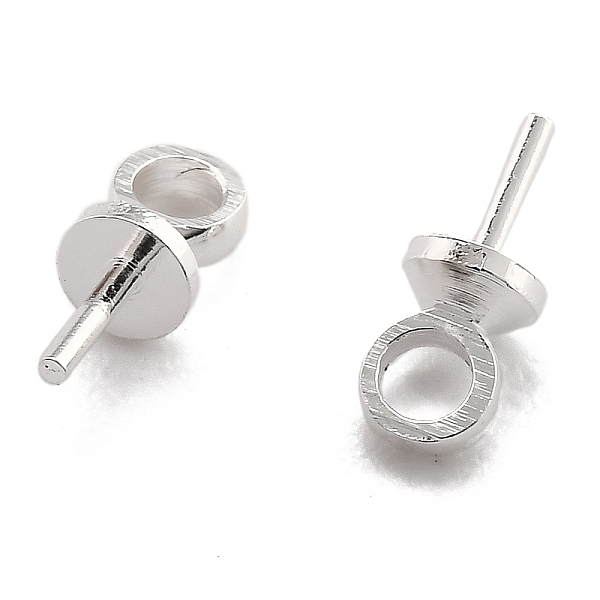 

PandaHall Brass Cup Pearl Peg Bails Pin Pendants, For Half Drilled Beads, Long-Lasting Plated, 925 Sterling Silver Plated, 7x2.5mm, Hole...