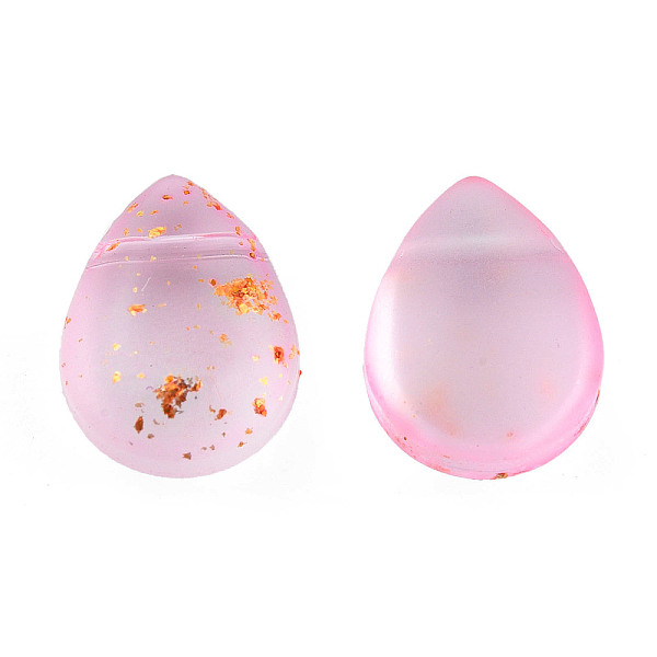 

PandaHall Transparent Spray Painted Glass Beads, Top Drilled Beads, with Glitter Powder, Frosted, Teardrop, Pink, 12x9x5.5mm, Hole: 0.8mm...