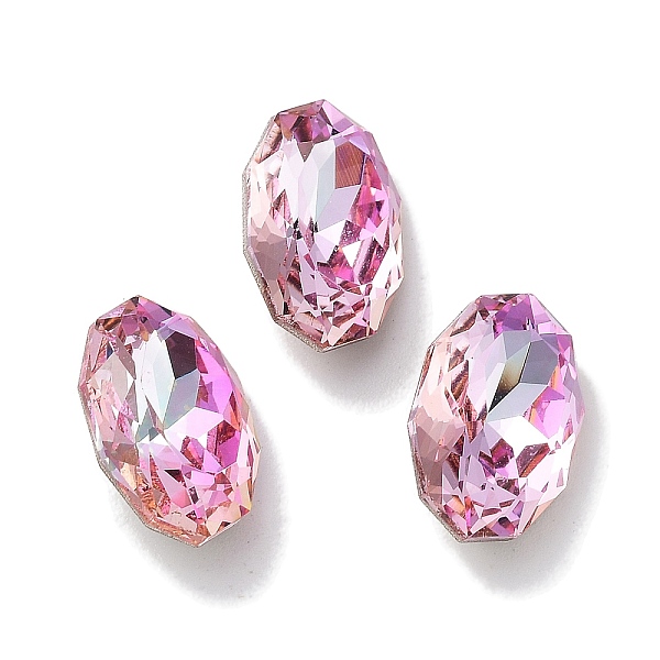 

PandaHall Glass Rhinestone Cabochons, Point Back & Back Plated, Faceted, Oval, Light Rose, 14x9.1x5mm Glass Rhinestone Oval Pink