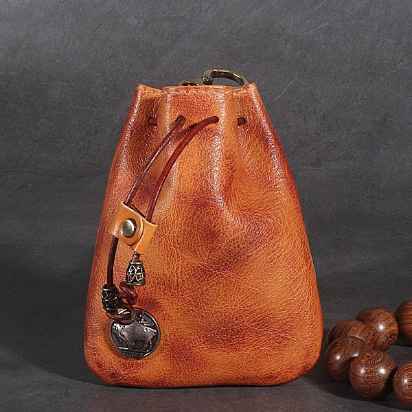 

PandaHall Leather Pouches, Coin Pouch, Drawstring Bag for Men, Chocolate, 13x10.5cm Leather Brown