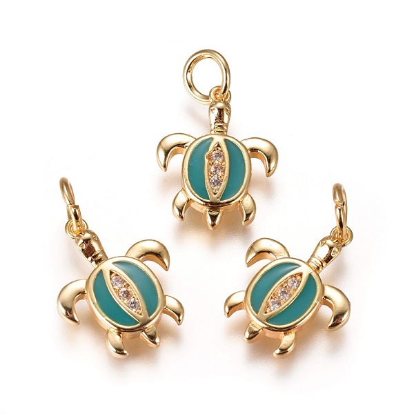 

PandaHall Brass Enamel Pendants, with Micro Pave Cubic Zirconia, Tortoise, Golden, Mixed Color, 17x13x3mm, Hole: 4mm Brass+Cubic..., Multicolor