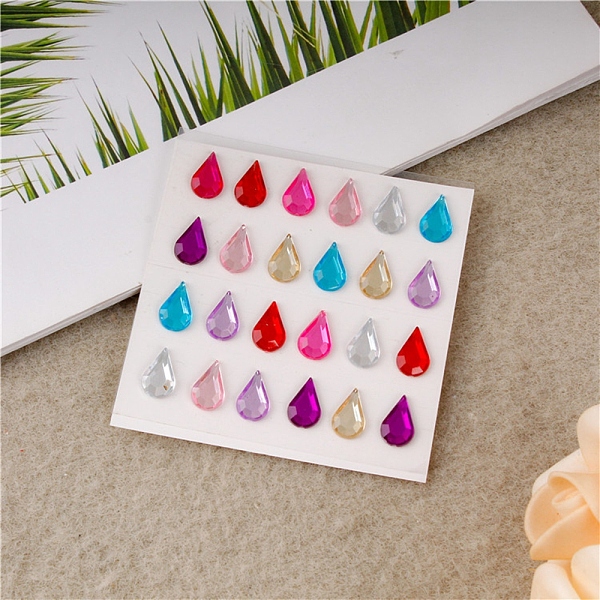 

PandaHall Self Adhesive Acrylic Rhinestone Stickers, for DIY Scrapbooking and Craft Decoration, Teardrop, 13x8mm Acrylic Teardrop