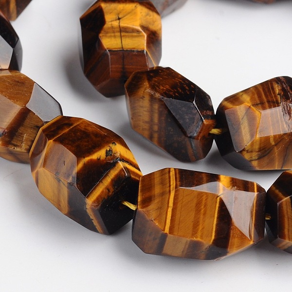 

PandaHall Nuggets Natural Tiger Eye Beads Strands, 15~22x8~17mm, Hole: 1mm, about 18~22pcs/strand, 15 inch Tiger Eye Nuggets