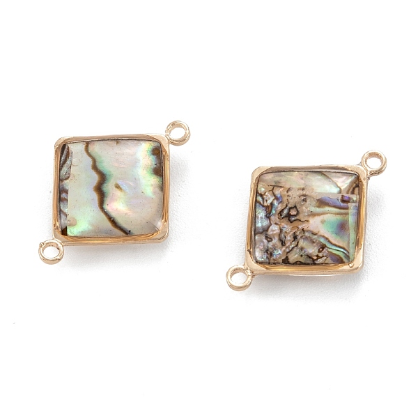 

PandaHall Natural White Shell Links Connectors, with Golden Brass Findings, Rhombus, 21x16x5mm, Hole: 1.5mm White Shell Rhombus Multicolor