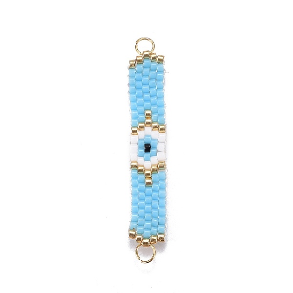 

PandaHall MIYUKI & TOHO Handmade Japanese Seed Beads Links, Loom Pattern, Belt, Light Sky Blue, 39~40x7x1.7mm, Hole: 2.5mm(Circle: 4x0.5mm)...