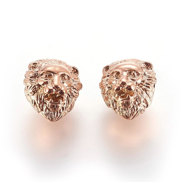 

PandaHall 304 Stainless Steel Beads, Lion Head, Rose Gold, 13x11.5x10.5mm, Hole: 3mm 304 Stainless Steel Lion