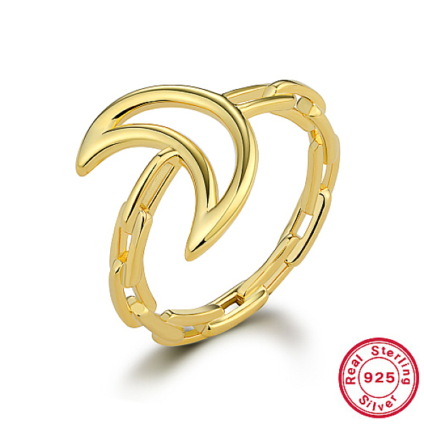 

PandaHall 925 Sterling Silver Finger Ring, Hollow Moon, Real 18K Gold Plated, Inner Diameter: 18mm Sterling Silver Moon