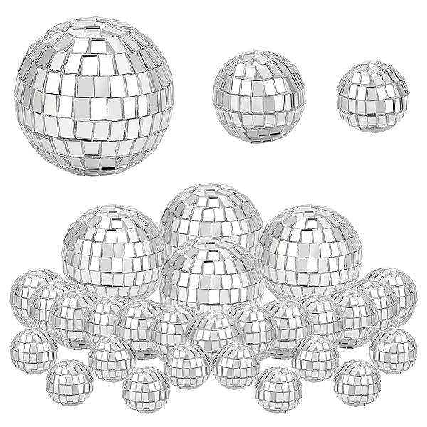 

PandaHall AHADERMAKER 60Pcs 3 Style Foam with Glass Disco Ball Decoration, Glass Mirror Mosaic Craft Decoration Sphere, Silver, 21~48mm...