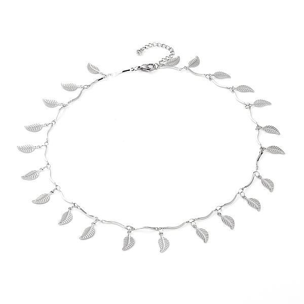 

PandaHall 304 Stainless Steel Leaf Pendant Necklaces, with Scalloped Bar Link Chains, Stainless Steel Color, 16.14 inch(41cm) 304 Stainless...