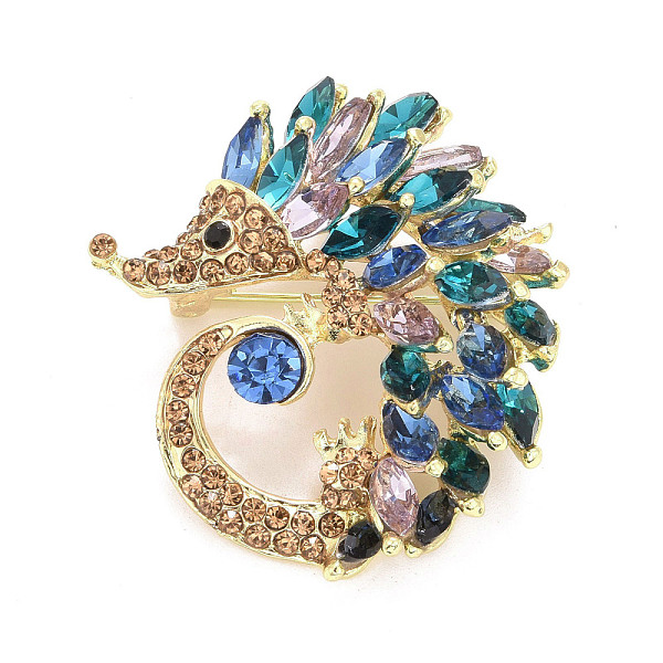 

PandaHall Rhinestone Hedgehog Badge, Animal Alloy Lapel Pin for Backpack Clothes, Golden, Blue Zircon, 44x40x12mm, Pin: 0.7mm..., Cyan