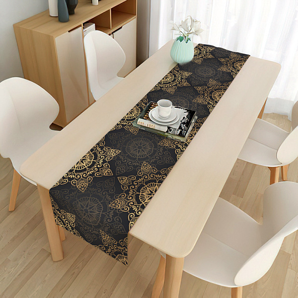 

PandaHall Eid Mubarak Table Runner Waterproof Rectangle Tablecloths, for Islamic Lantern Ramadan Dinner Party Decorations, Flower Pattern...