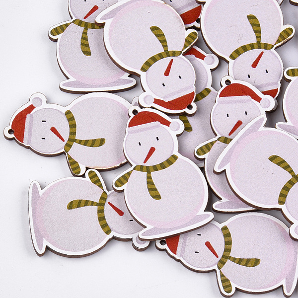 

PandaHall Printed Basswood Pendants, Back Random Color, Snowman, Thistle, 49.5x31.5x3mm, Hole: 2mm Wood Others Purple