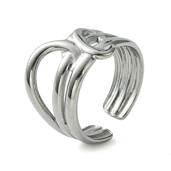 

PandaHall 304 Stainless Steel Open Cuff Ring, Hollow Knot, Stainless Steel Color, US Size 6 3/4(17.1mm) 304 Stainless Steel