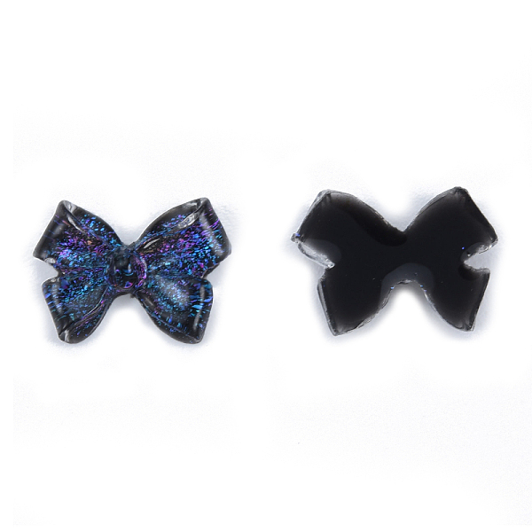 

PandaHall Resin Cabochons, with Glitter Powder, Bowknot, Prussian Blue, 8x11x3mm Resin Bowknot