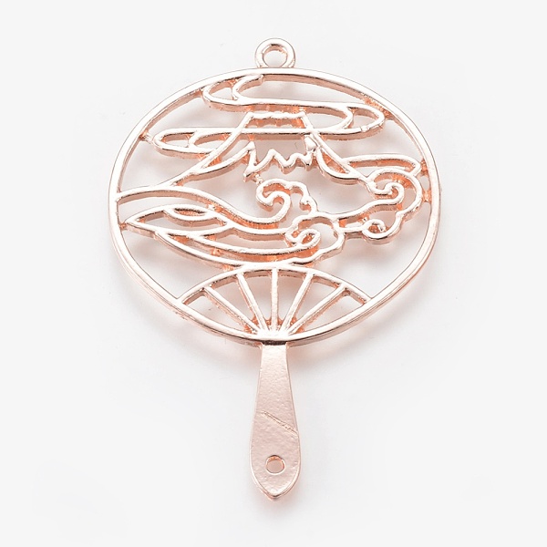 

PandaHall Zinc Alloy Links, Open Back Bezel, For DIY UV Resin, Epoxy Resin, Pressed Flower Jewelry, Fan with Fuji, Rose Gold, 59x40x2mm...