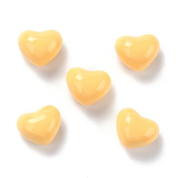 PandaHall Opaque Resin Cabochons, Heart, Navajo White, 16.5x18.5x12.5mm Resin Heart