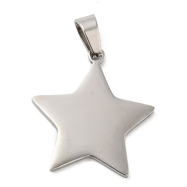 PandaHall 304 Stainless Steel Pendants, Stamping Blank Tag, Star Charm, Stainless Steel Color, 25x24x1.5mm, Hole: 7x4mm 304 Stainless Steel...