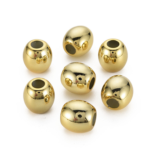 

PandaHall UV Plating Acrylic European Beads, Barrel, Gold, 13x12.5mm, Hole: 5mm Acrylic Barrel Gold