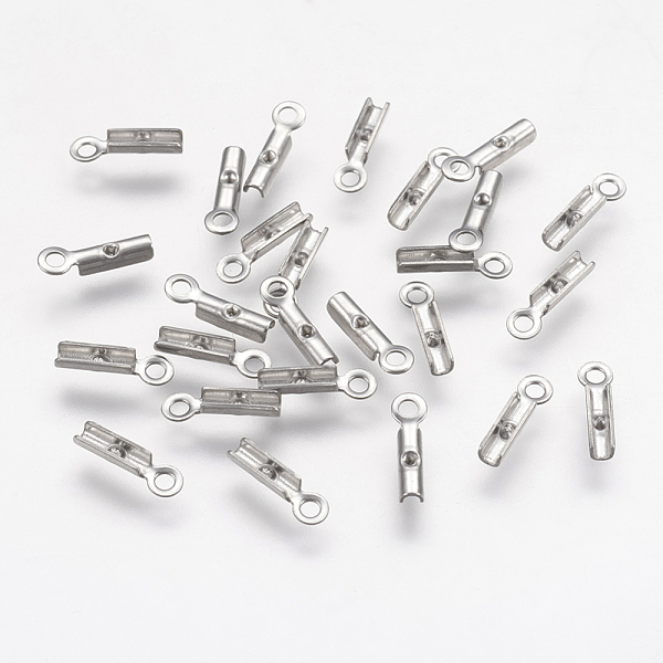 

PandaHall 304 Stainless Steel Folding Crimp Ends, Fold Over Crimp Cord Ends, Stainless Steel Color, 9x2x1.5mm, Hole: 1mm 304 Stainless Steel