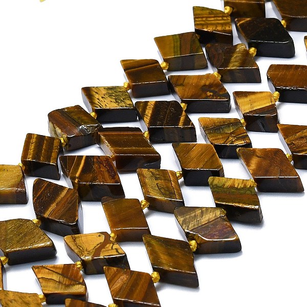 

PandaHall Natural Tiger Eye Beads Strands, Rhombus, 18x10~11x5mm, Hole: 1.5mm, about 21pcs/strand, 17.32''(44cm) Tiger Eye Rhombus