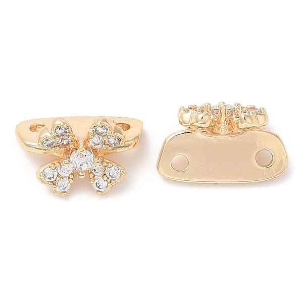 

PandaHall Glass Connector Charms, Real 18K Gold Plated Brass Flower Links, Clear, 11x7.5x7mm, Hole: 1.2mm Brass+Glass Flower Clear