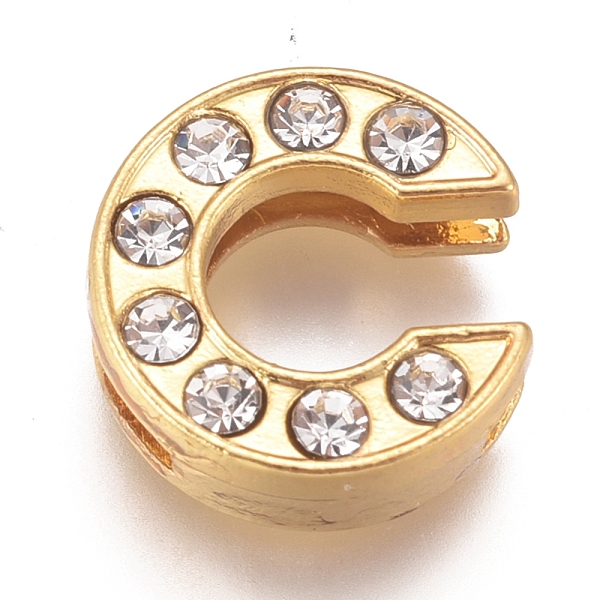 

PandaHall Alloy Slide Charms, with Crystal Rhinestone, Letter, Letter.C, C: 12x11.5x4.2mm, Hole: 2x8mm Alloy+Rhinestone Letter C