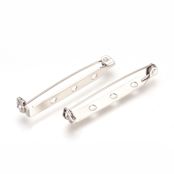 

PandaHall 304 Stainless Steel Pin Brooch Back Bar Findings, Stainless Steel Color, 38x5x6mm, Hole: 2mm 304 Stainless Steel