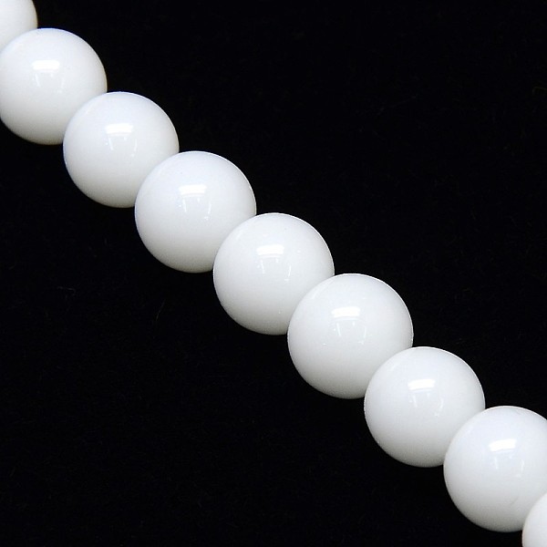 

PandaHall Opaque Solid Color Crystal Glass Round Beads Strands, White, 8mm, Hole: 1mm, about 54pcs/strand, 15.7 inch Glass Round White