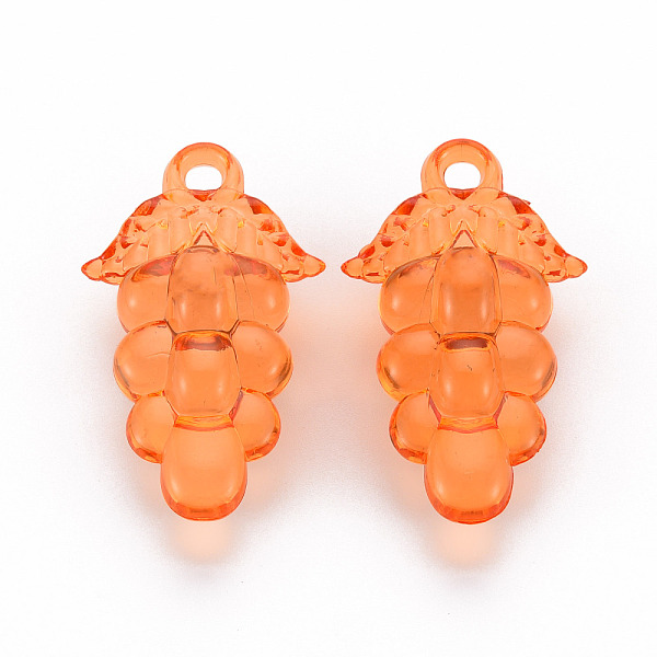 

PandaHall Autumn Theme Transparent Acrylic Beads, Grape, Coral, 46x27x16.5mm, Hole: 3.5mm, about 101pcs/500g Acrylic Fruit Red