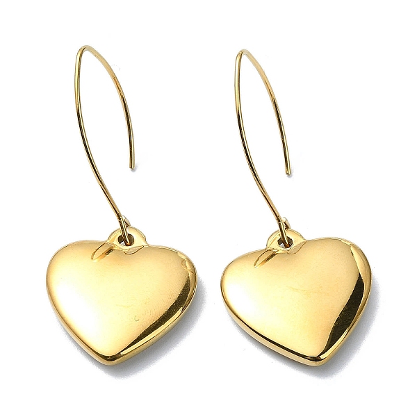 

PandaHall Ion Plating(IP) 304 Stainless Steel Heart Dangle Earrings, Golden, 45~46x20mm 304 Stainless Steel Heart