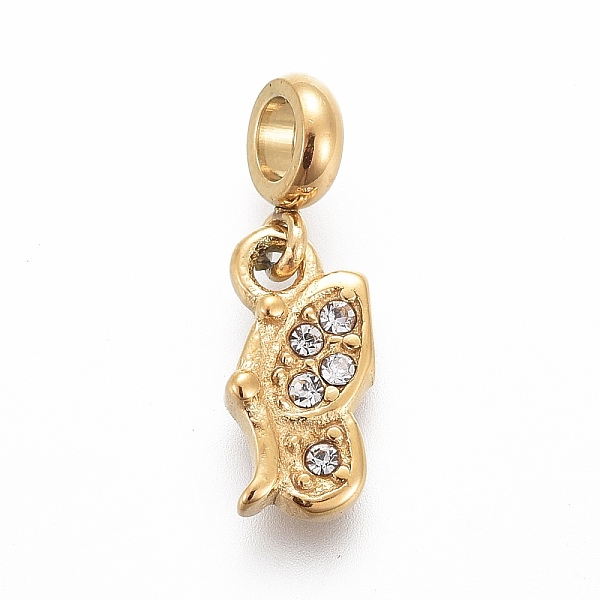 

PandaHall Ion Plating(IP) 304 Stainless Steel Charms, with Rhinestone and Tube Bails, Butterfly, Crystal, Golden, 14.6mm, Pendant..., Clear
