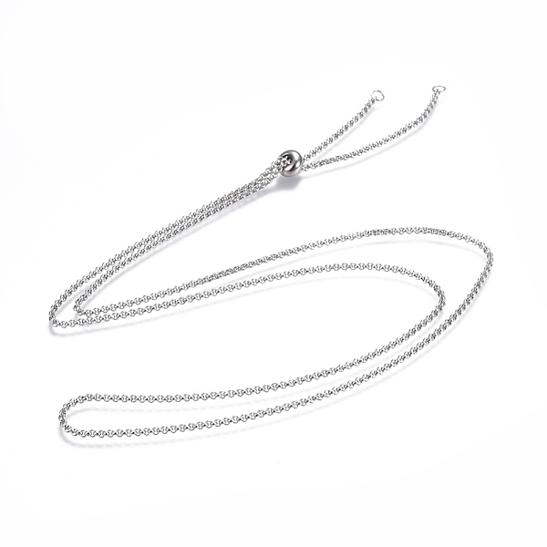 

PandaHall Adjustable 304 Stainless Steel Slider Necklaces, with Rolo Chains and Slider Stopper Beads, Stainless Steel Color, 29.5 inch(75cm)...