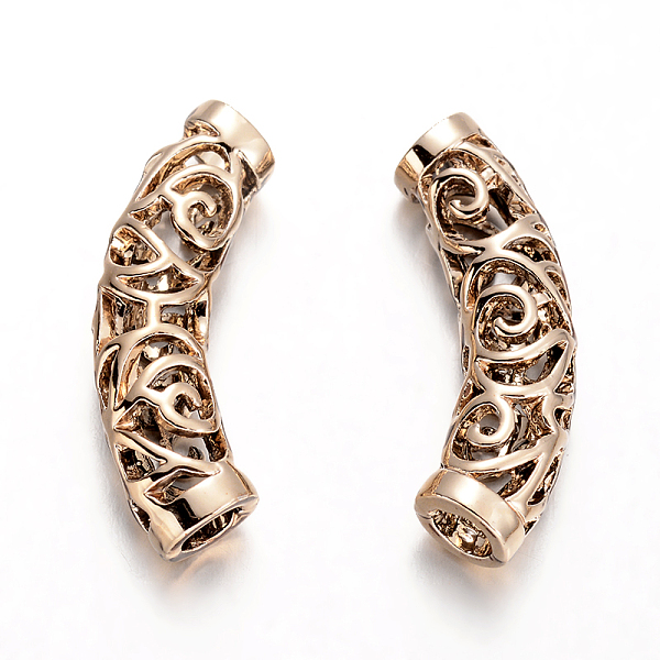 

PandaHall Alloy Curved Tube Beads, Curved Tube Noodle Beads, Long-Lasting Plated, Hollow, Light Gold, 7x32mm, Hole: 4mm Alloy Tube