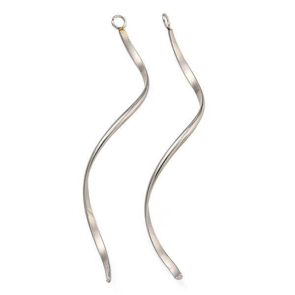 

PandaHall 304 Stainless Steel Pendants, Twist Bar Charm, Stainless Steel Color, 49x16.5x1mm, Hole: 2mm 304 Stainless Steel Others