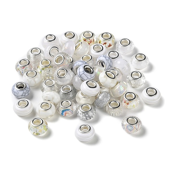 

PandaHall Resin European Beads, with Platinum Plated Brass Core, Rondelle, WhiteSmoke, 13.5x9mm, Hole: 5mm Resin+Brass Core Rondelle White