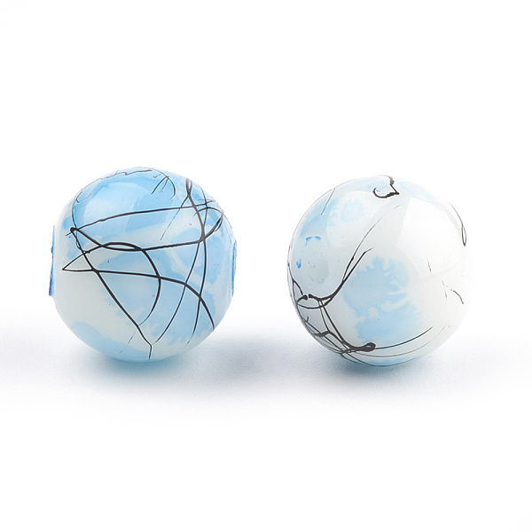 

PandaHall Drawbench & Baking Painted Glass Beads Strands, Round, Sky Blue, 16mm, Hole: 1.5mm, about 50pcs/strand, 31.4 inch Glass Round...