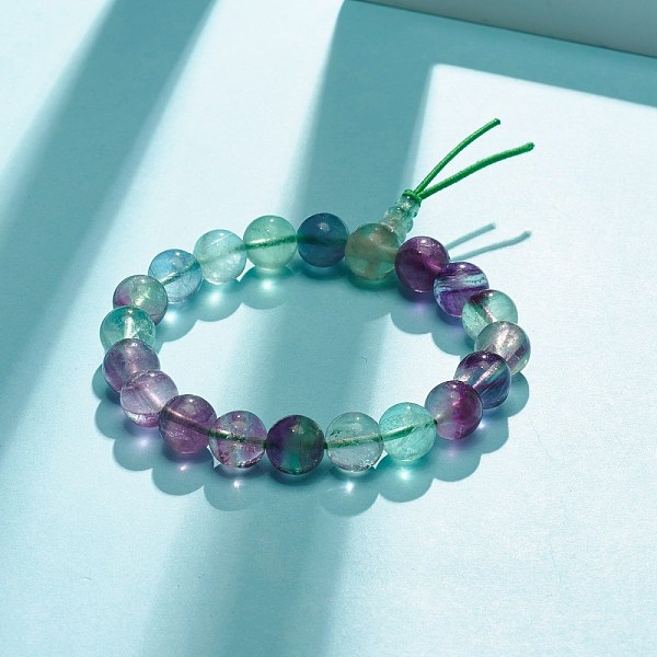 Bracelet Extensible Perles Rondes En Fluorite Naturelle