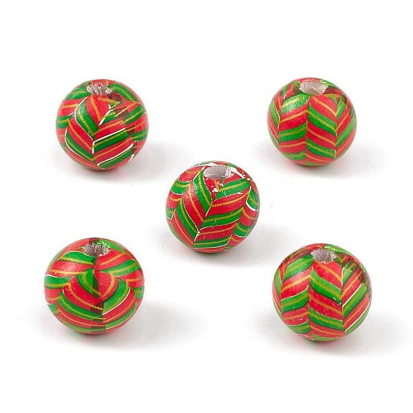 

PandaHall Printed Natural Wood European Beads, Large Hole Bead, Round with Christmas Theme Pattern, Green, 16mm, Hole: 4mm Wood Round Green