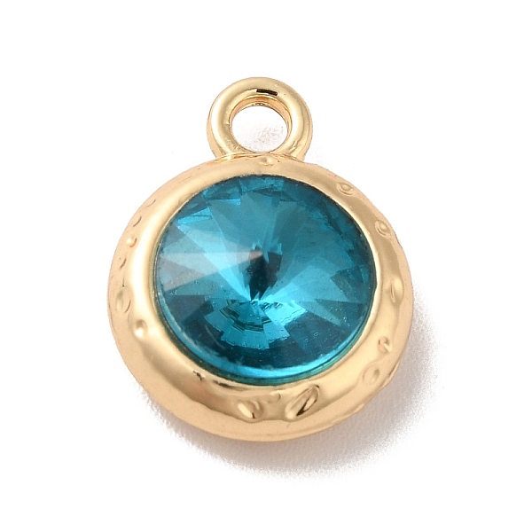 

PandaHall Glass Pendants, Rack Plating Golden Alloy Findings, Nickel Free, Flat Round Charms, Deep Sky Blue, 15x11.5x6mm, Hole: 2mm...
