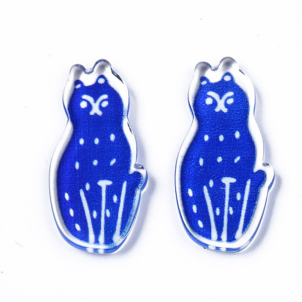 

PandaHall Transparent Acrylic Cabochons, Cat, Dark Blue, 30x14.5x3mm Acrylic Cat Shape