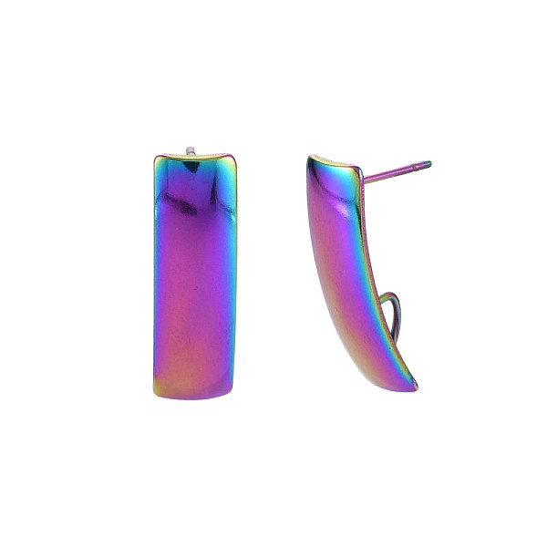 

PandaHall Rainbow Color 304 Stainless Steel Stud Earring Findings, with Loop, Rectangle, 21x6mm, Hole: 3.5x4mm, Pin: 0.7mm 304 Stainless...
