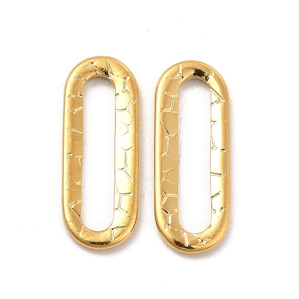 

PandaHall Ion Plating(IP) 304 Stainless Steel Linking Ring, Textured, Oval, Real 18K Gold Plated, 20x7.5x1.5mm, Inner Diameter: 15x3mm 304...