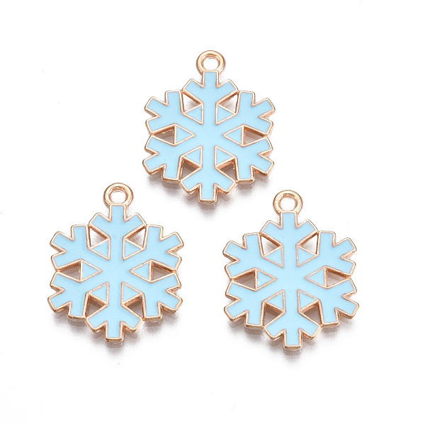 

PandaHall Christmas Style Alloy Enamel Pendants, Cadmium Free & Lead Free, Light Gold, Snowflake, Sky Blue, 21.5x16.5x1.5mm, Hole: 1.5mm..., Cyan