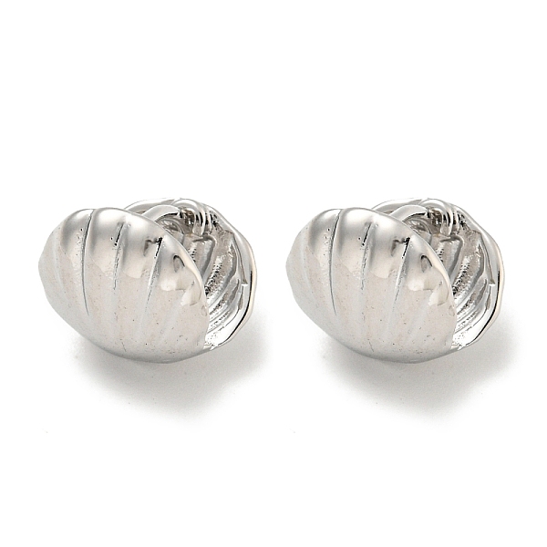 

PandaHall Brass Hoop Earrings, Real Platinum Plated, 9x11mm Brass Shell Shape