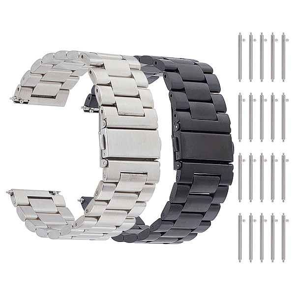 

PandaHall DICOSMETIC 2Pcs 2 Colors Watch Band Strap Stainless Steel Links Smart Watch Strap 22mm Black Quick Release Replacement Bands with...