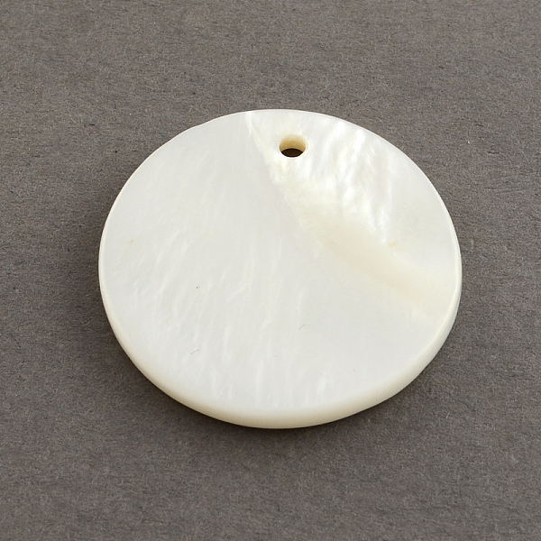 

PandaHall Flat Round Sea Shell Pendants, Seashell Color, 25x2mm, Hole: 2mm Other Sea Shell Flat Round