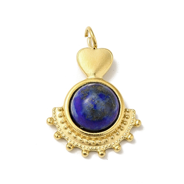 

PandaHall Heart Natural Lapis Lazuli Pendants, with Ion Plating(IP) Golden Tone 304 Stainless Steel Findings, Fan Charm, 21.5~22x15x5.5mm...